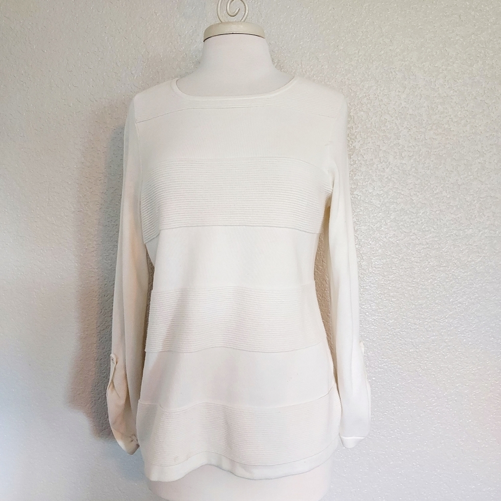🔴3/$20 Charter Club Cream Pullover Knit Sweater Size Medium